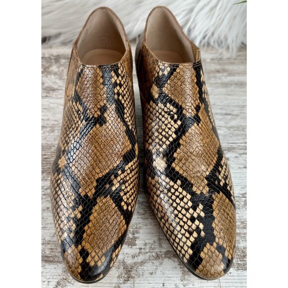J.CREW Piper Ankle Boots Women’s 8.5 Snake Embossed Italian Leather Block Heel - Picture 3 of 11